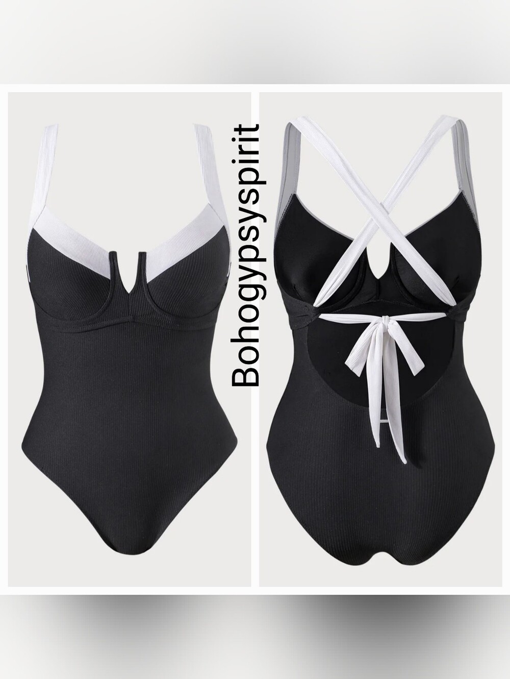 NWT Berlook Contrast Trim Tie Back One Piece Swimsuit, Size 20